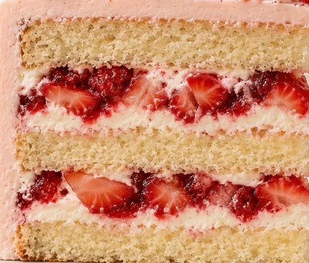 Strawberry Shortcake cake layer closeup supplied by Nicole
