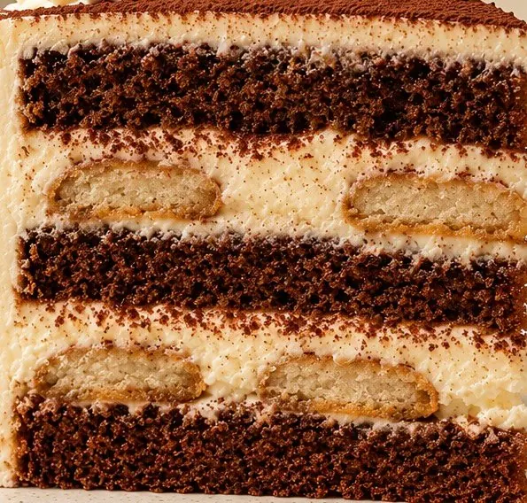 Tiramisu cake layer closeup supplied by Nicole