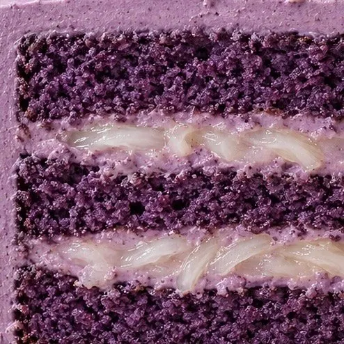 Ube Macapuno cake layer closeup supplied by Nicole